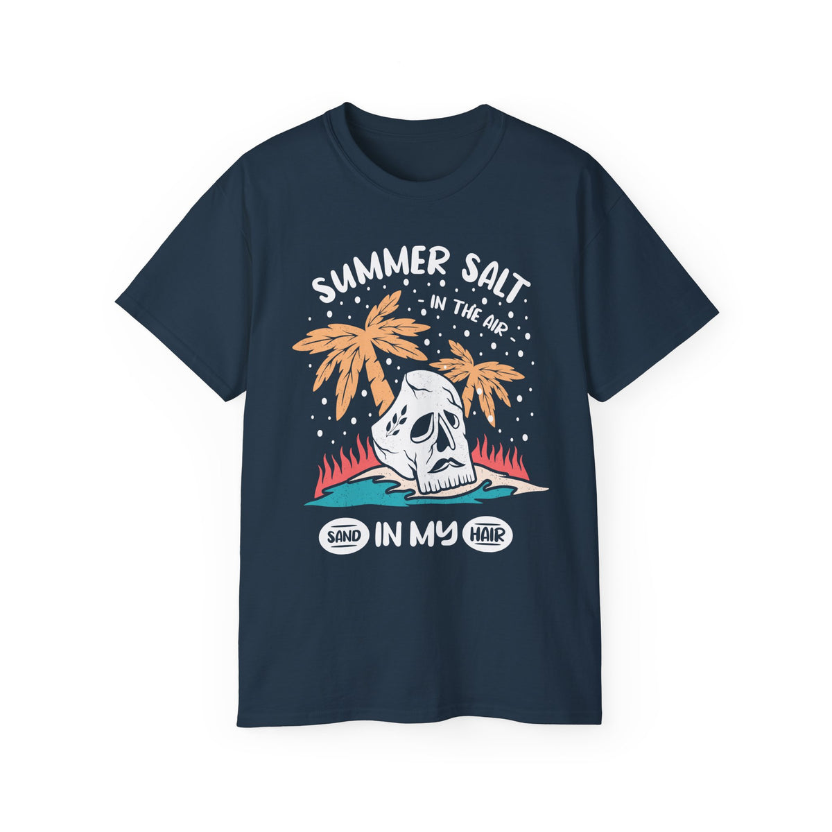 Summer Salt Skull Tee | Palm Trees Beach Vibes Graphic Shirt