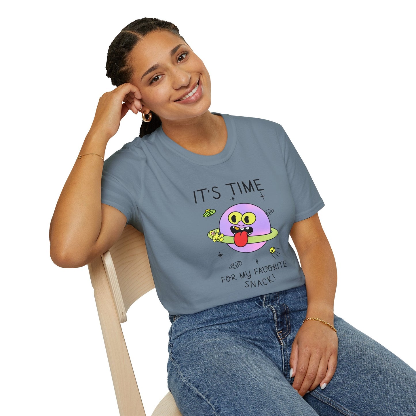 Snack Time Alien TShirt Time For My Favorite Snack Unisex Cotton Cute Space Graphic Tee