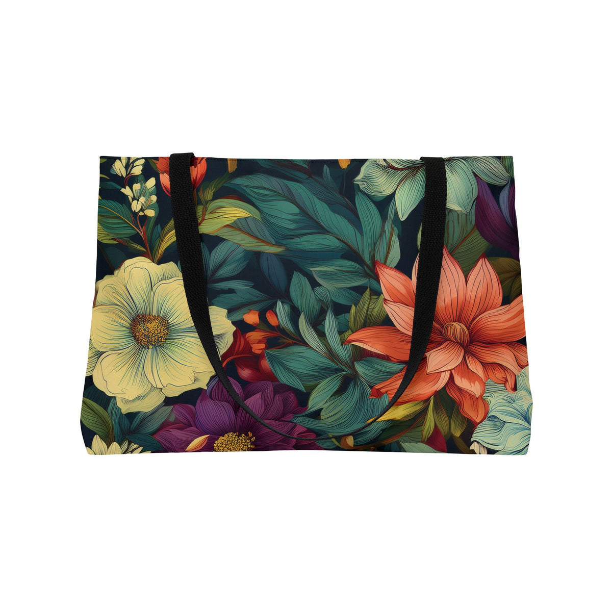 Floral Print Poly Canvas Weekender Bag 01