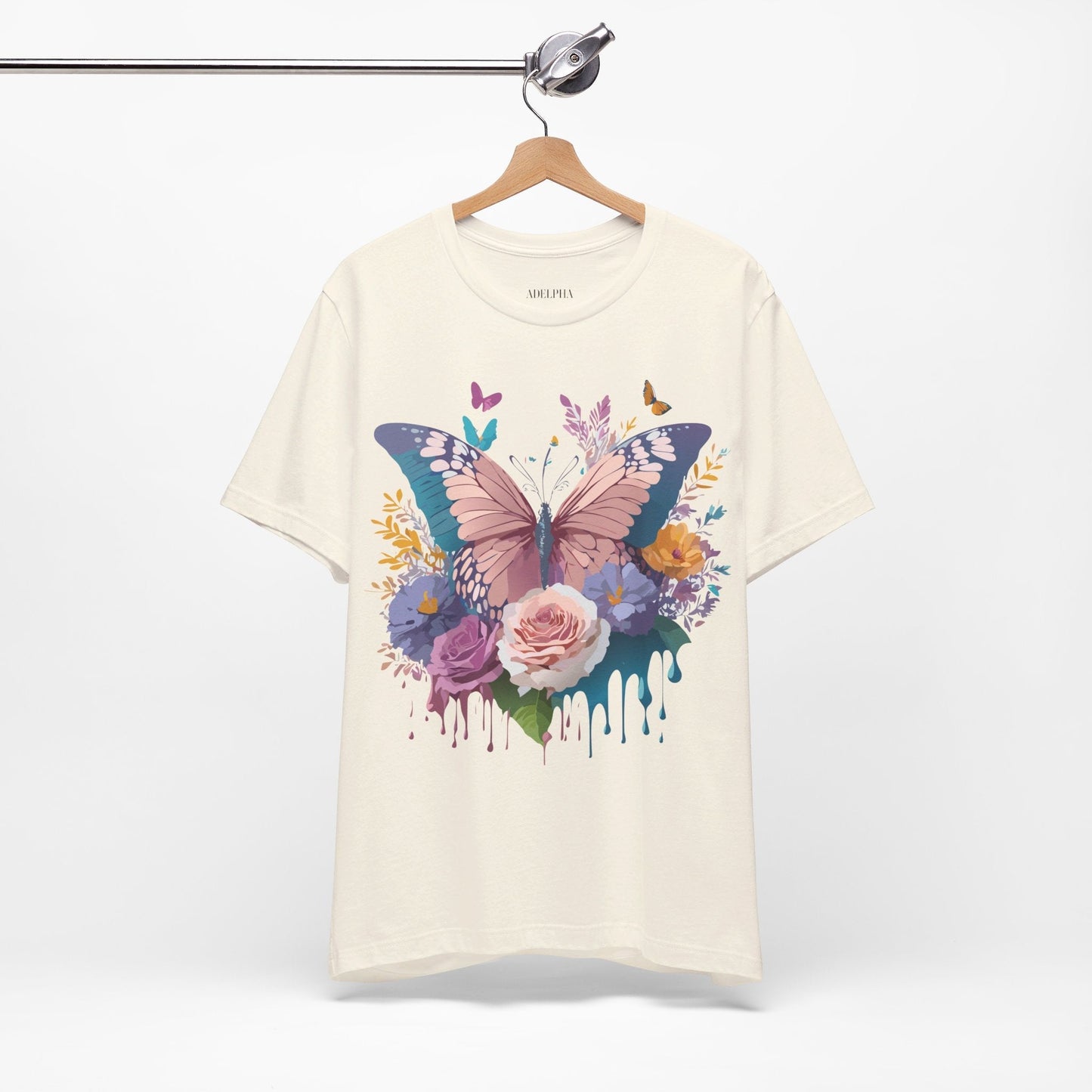 Butterfly Graphic Unisex 100 Cotton Lightweight Vintage Floral Design Jersey Tee 44