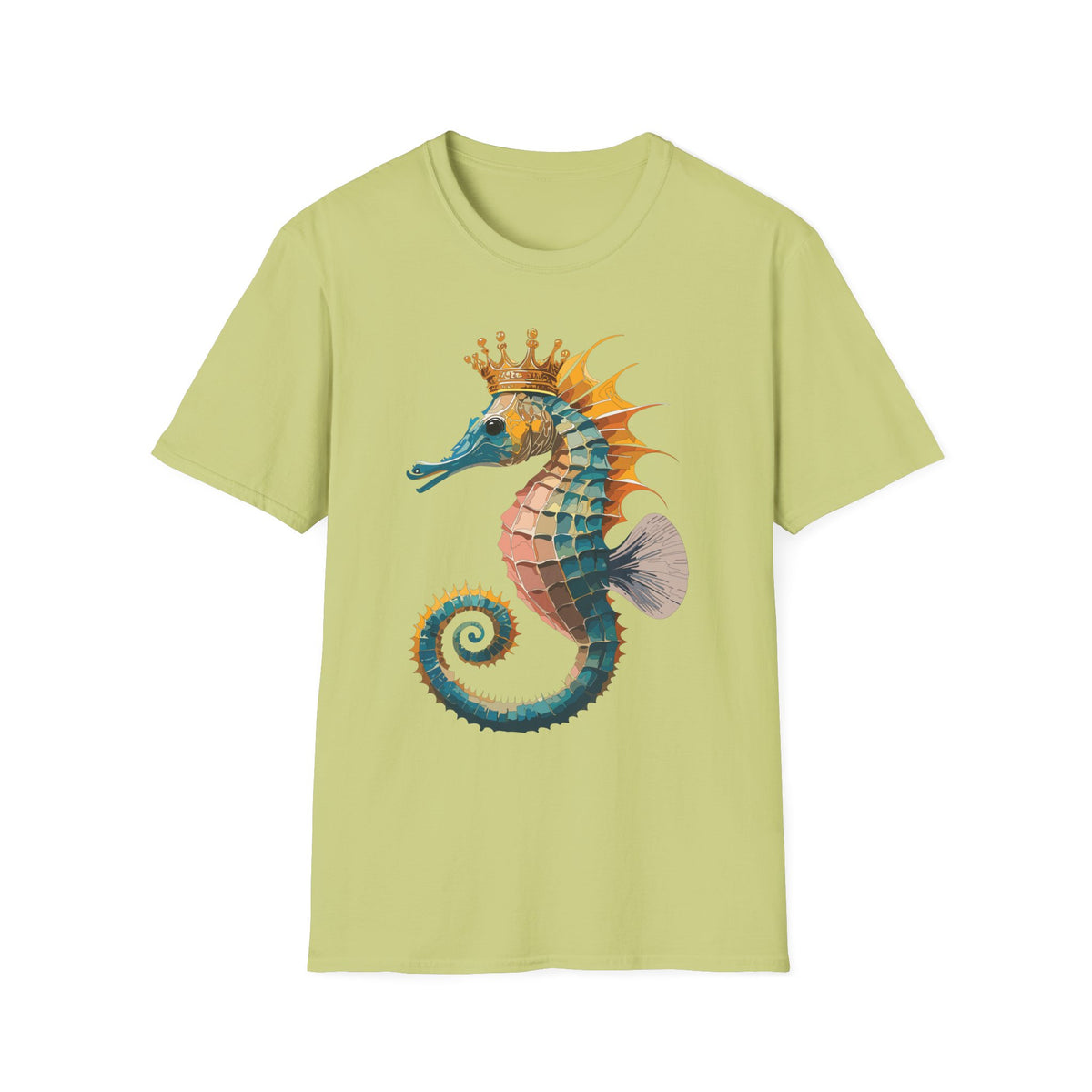 Crowned Seahorse T-Shirt | Colorful King Seahorse Illustration Tee