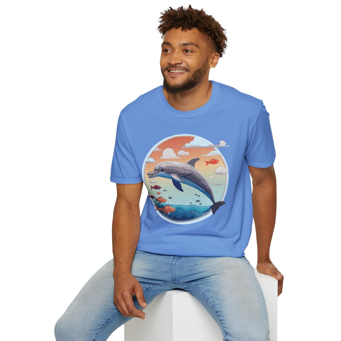 Dolphin Shirt Unisex Gildan Softstyle Cotton Tee For Men Women Dolphin Fish Animal Shirt