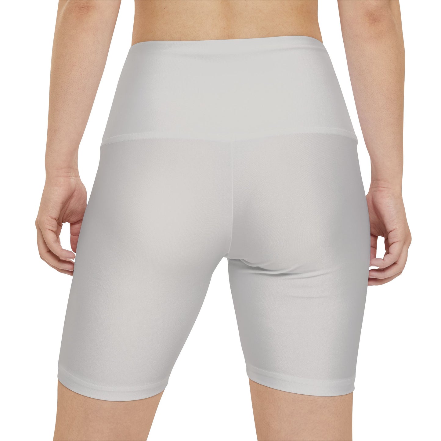 Dust Grey Women's High-Waist Workout Shorts — Plain AOP Biker Briefs