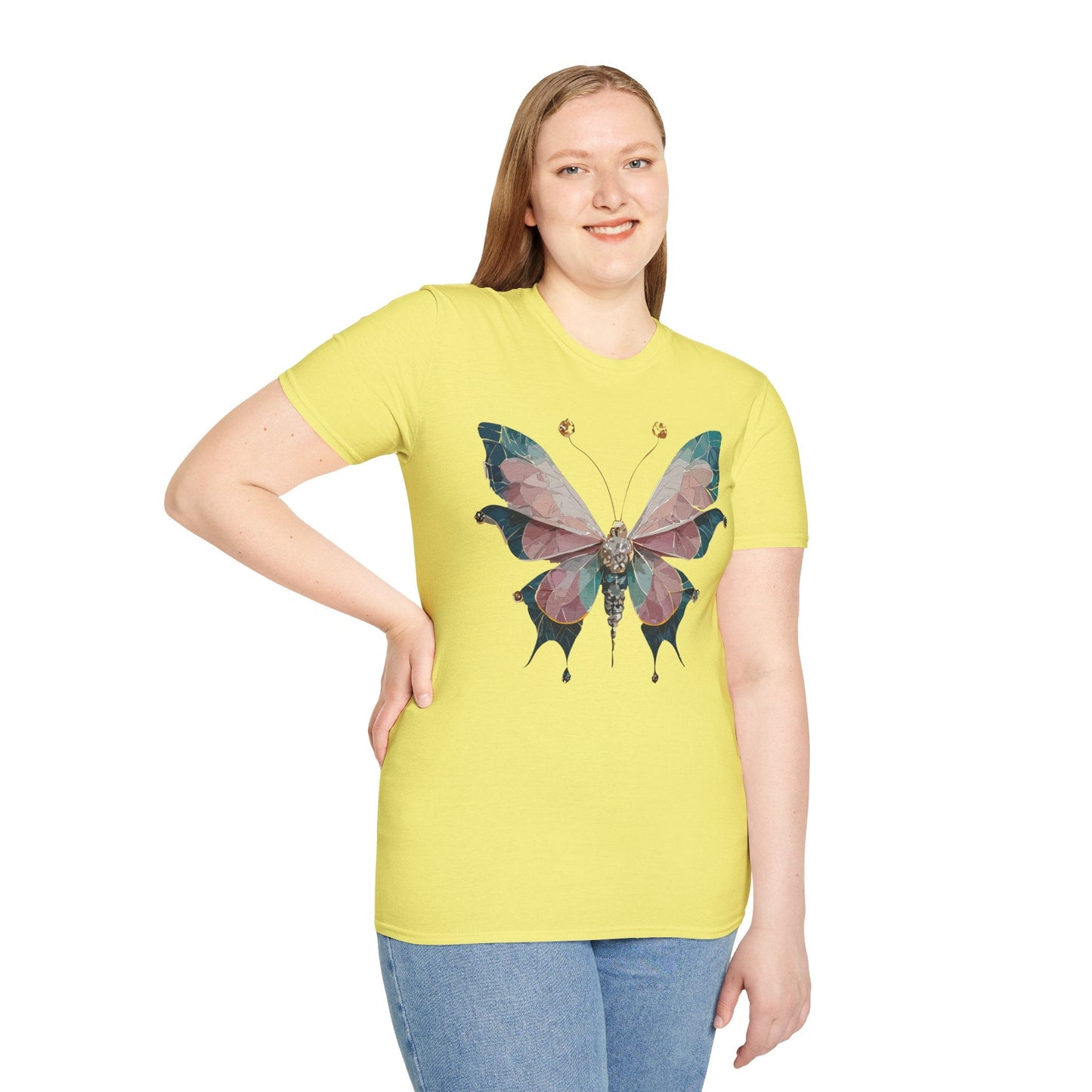 Butterfly Shirt Unisex T Shirt Monarch Print Gildan Softstyle 64000 100 Percent Ring Spun Cotton