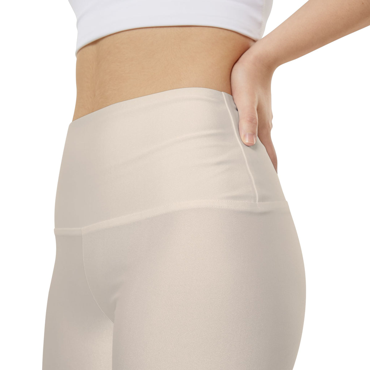Almond Cream Beige High Waist Bike Shorts | Workout Shorts, AOP Ready