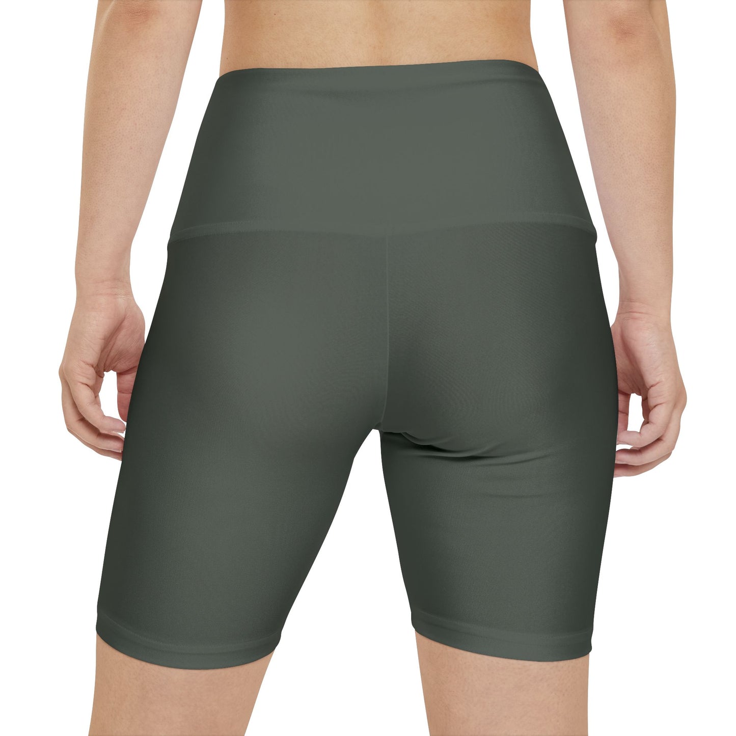 Ebony Dark Olive Women's Workout Shorts — High-Waist Olive Bike Shorts for Yoga & Training