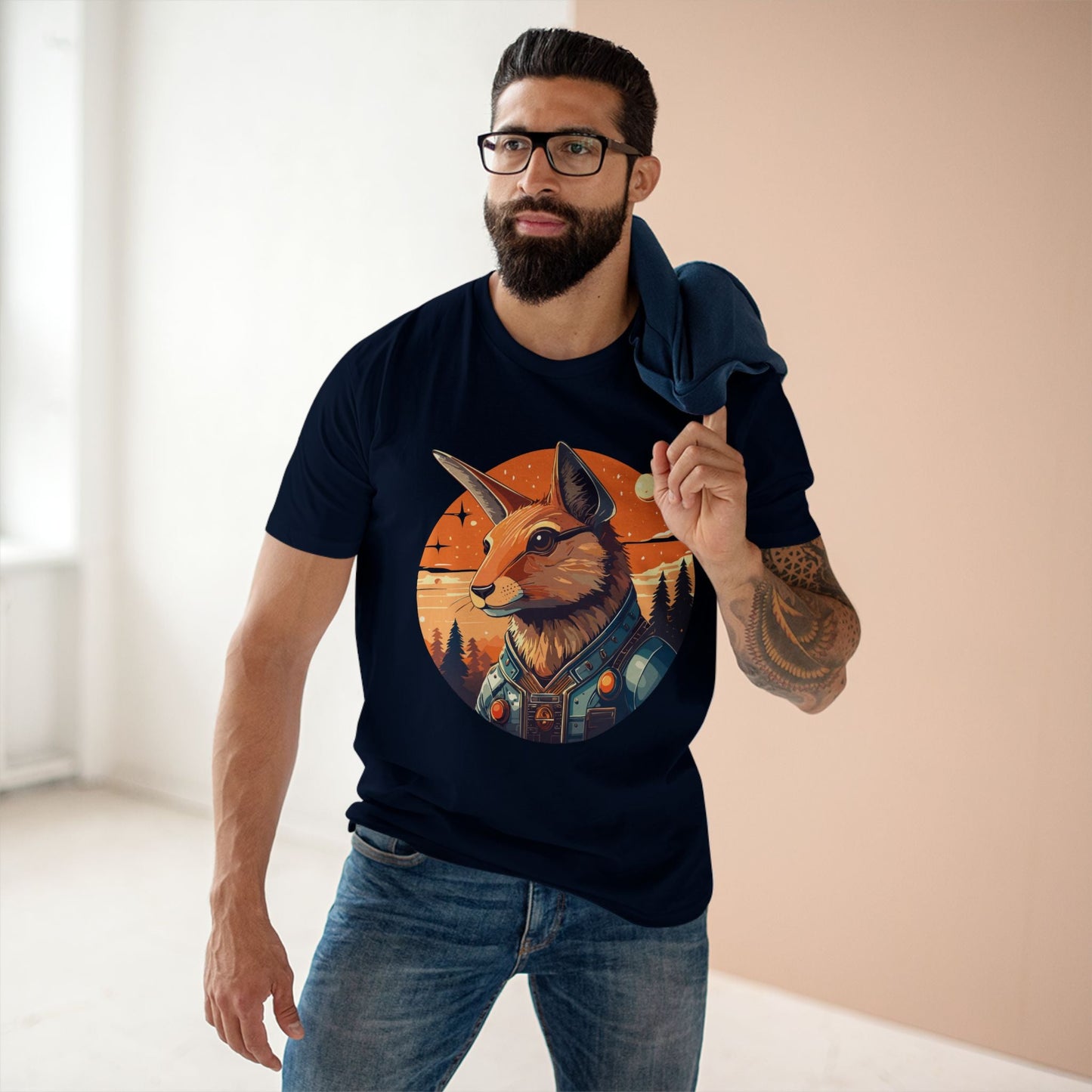 Rabbit Shirt Unisex Premium Cotton Tee With Original Art By Retro2Nova Animal Collection Soft Breathable Comfort