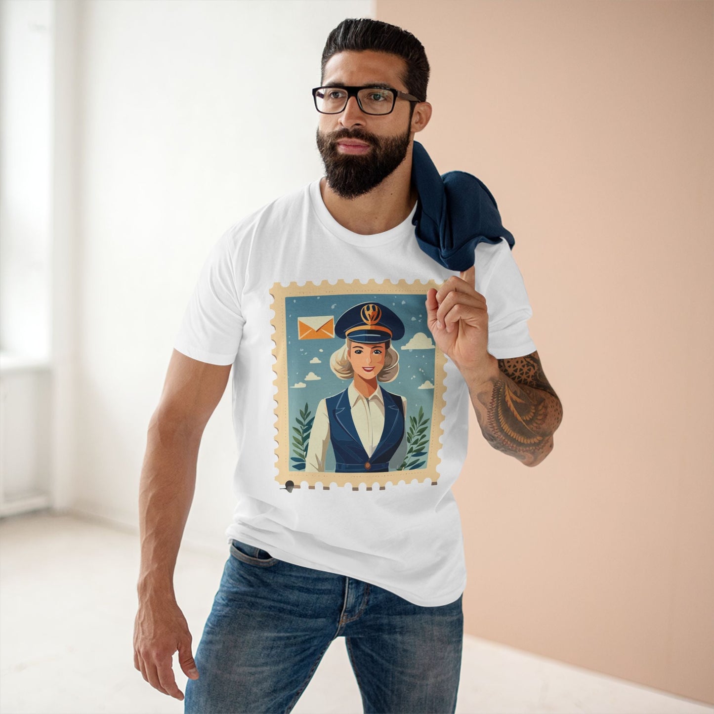 Stamp Shirt Postage Stamp Tee Unisex Premium Cotton Original Art Design Retro2Nova