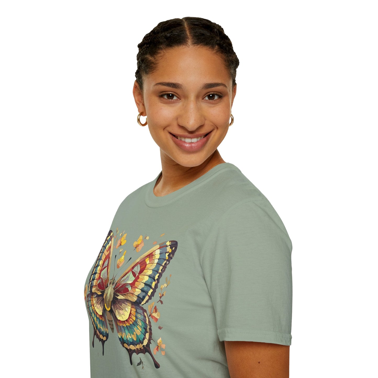 Butterfly Graphic T Shirt Unisex Gildan Softstyle 64000 Monarch Design Lightweight Everyday Wear
