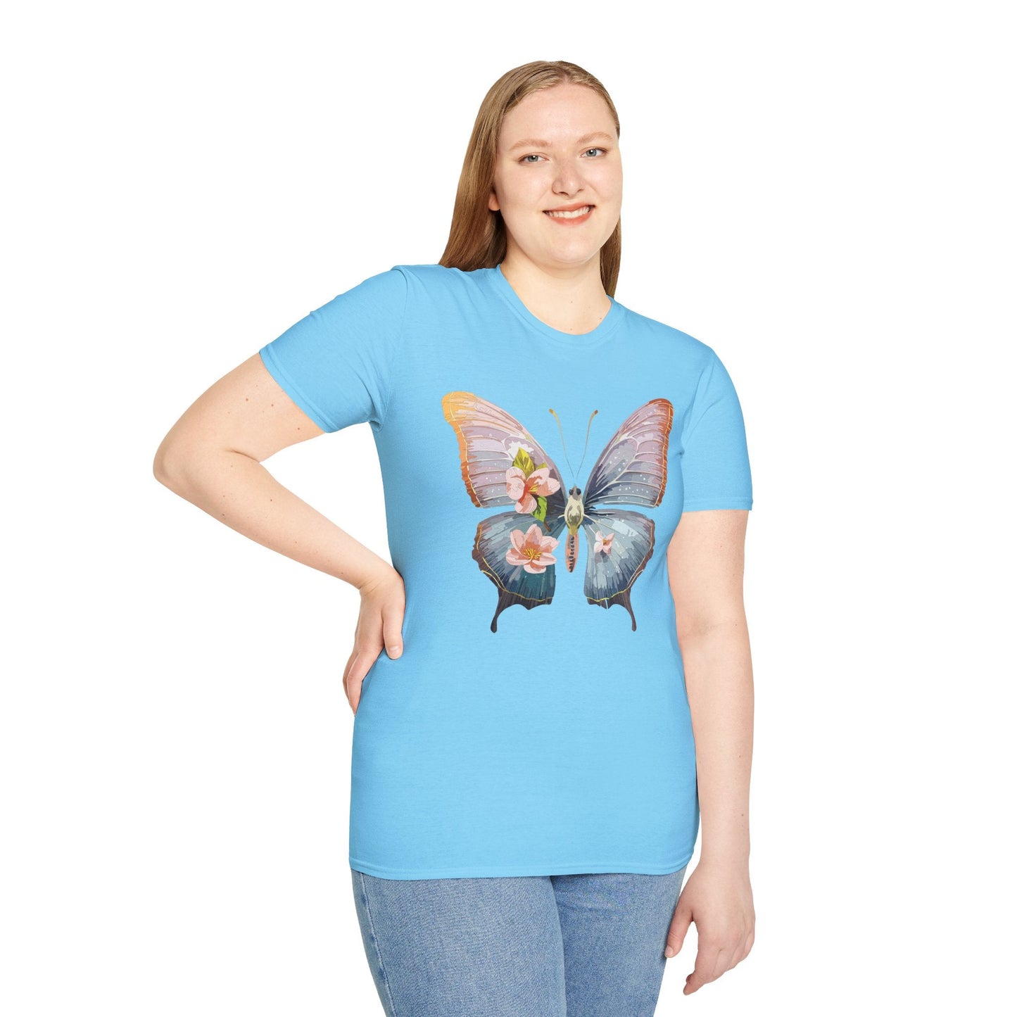 Butterfly Print T Shirt For Men Women Unisex Monarch Design Softstyle Cotton Tee