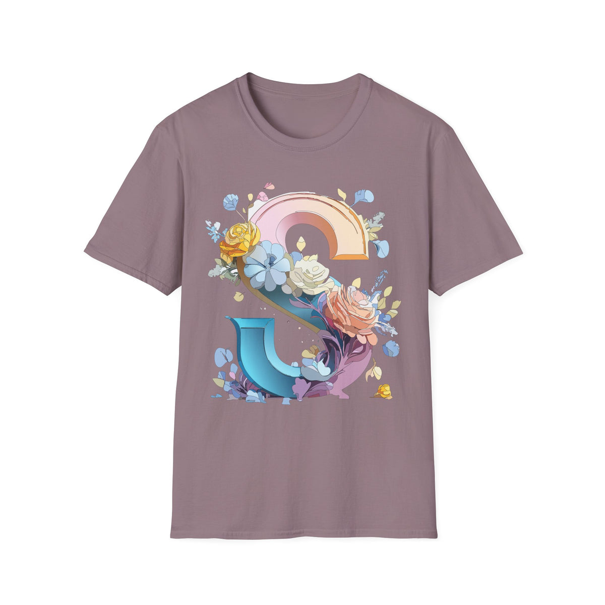 Floral Rainbow Letter S T-Shirt | Floral Initial Tee