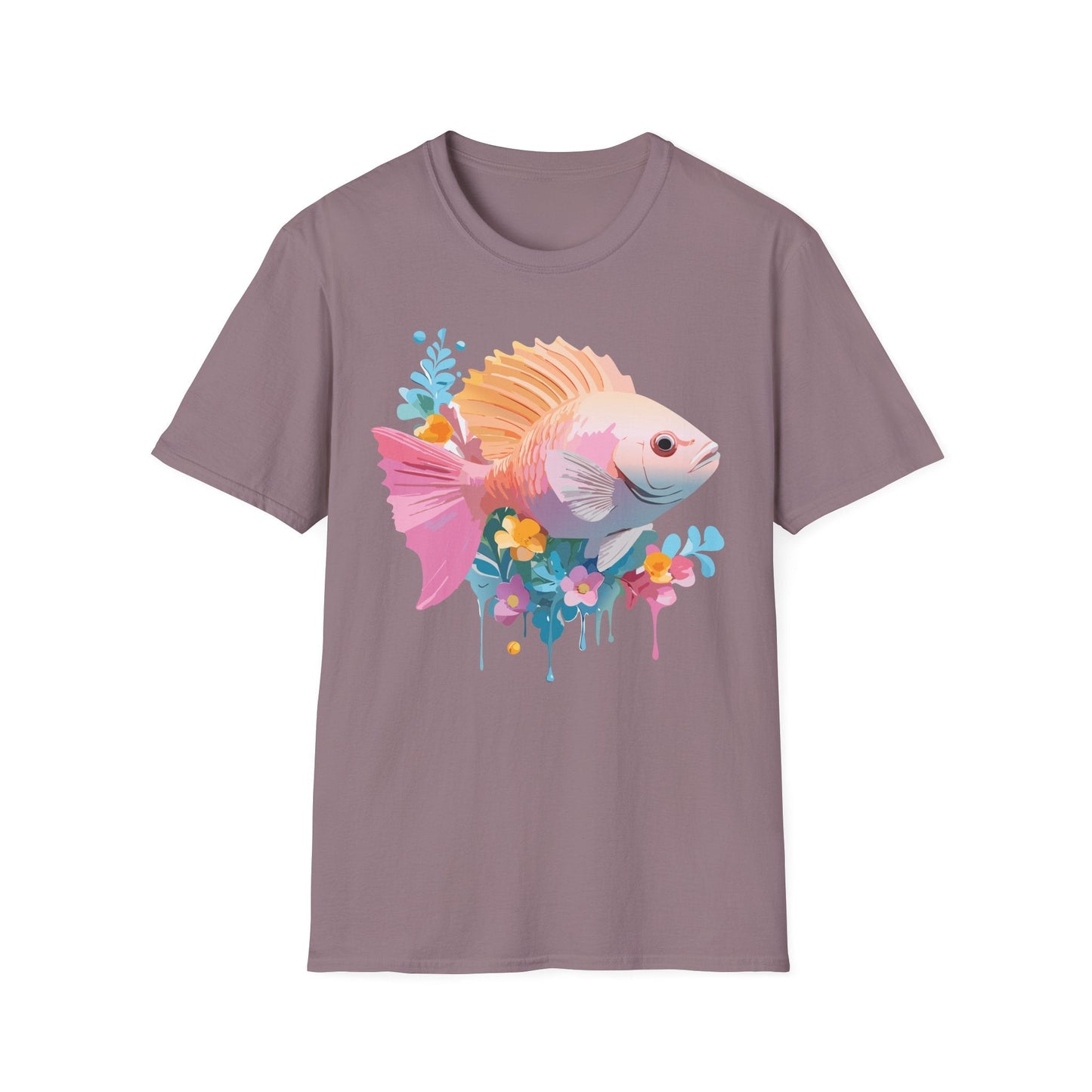 Fish Art Design Graphic Tee Shirt Unisex Softstyle Cotton Short Sleeve Comfort Fit Everyday Wear