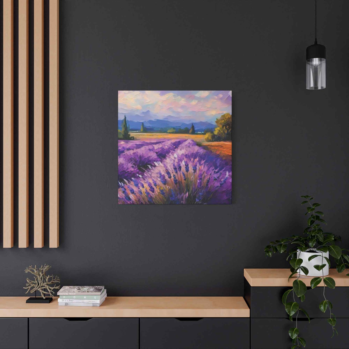 Lavender Landscape Print Canvas, Landscape Oil Paint Print 20x20, 24x24, 30x30, 32x32, 36x36 Art Design Print Non-Frame MC-34