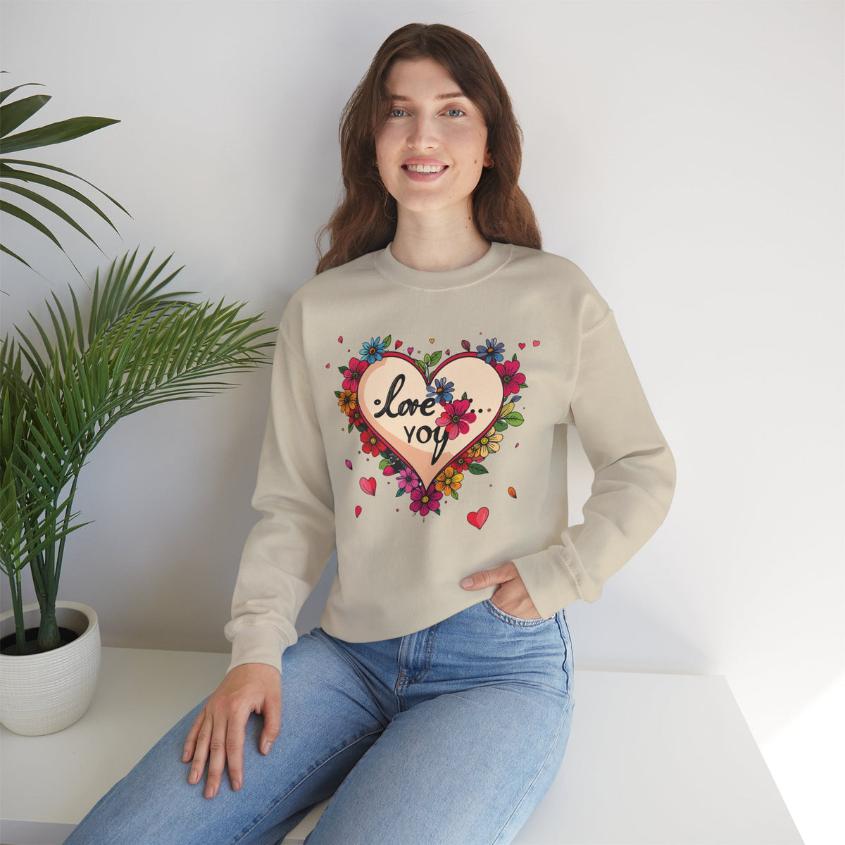 Big Heart Sweatshirt, Floral Heart Sweatshirt, Floral Love Sweatshirt, Valentine's Day Sweatshirt, Heart Floral Sweatshirt 109