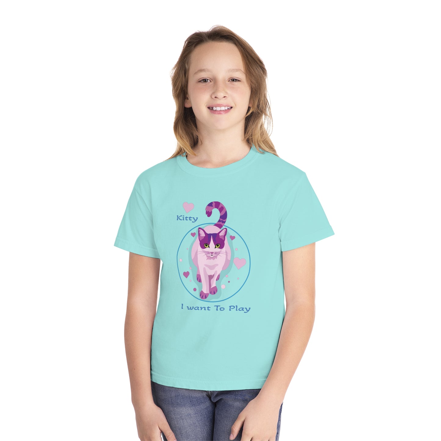 Youth Tee Shirt with Fancy Cat