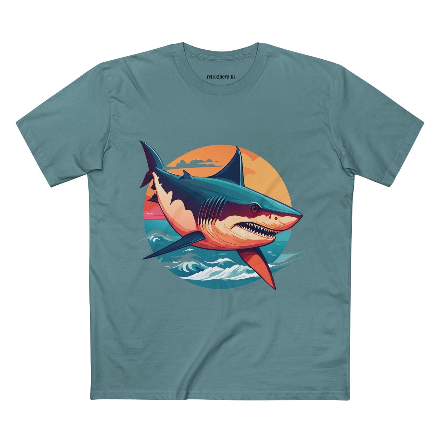 Shark Animal Shirt Unisex Premium Cotton Tee With Original Art Design by Retro2Nova Art Collection Series