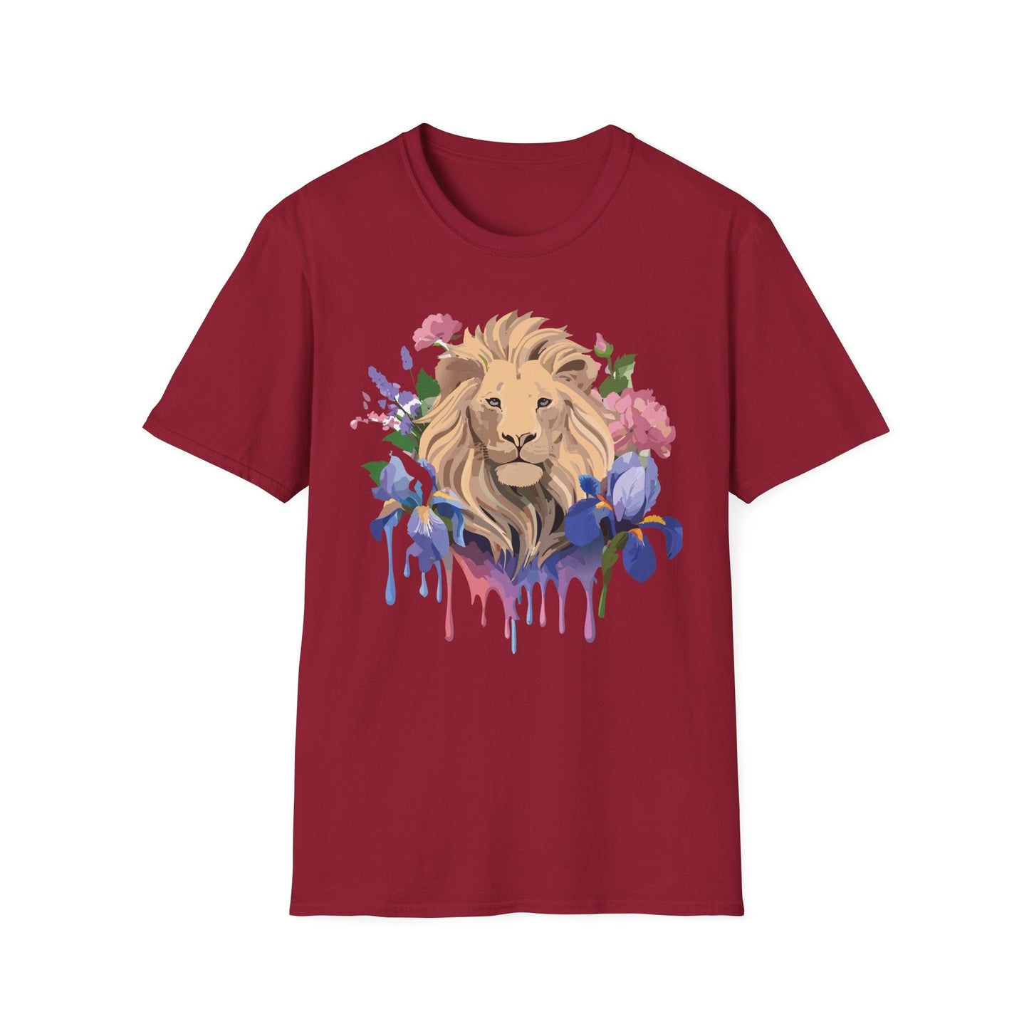 Unisex Softstyle Lion Shirt Floral Lion Tee Animal Print Graphic Tee