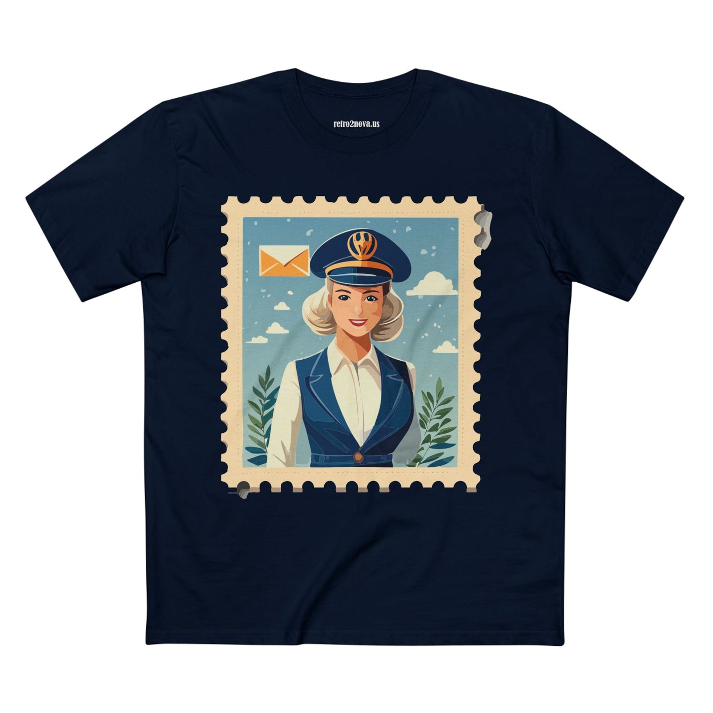 Stamp Shirt Postage Stamp Tee Unisex Premium Cotton Original Art Design Retro2Nova