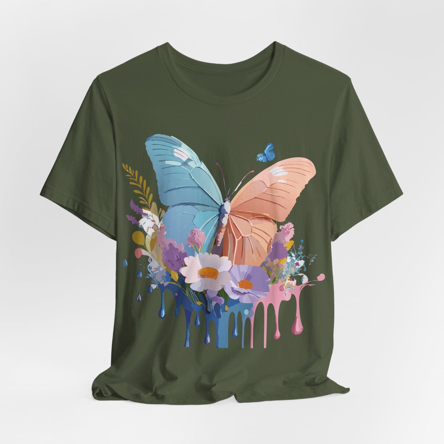 Butterfly Graphic Unisex 100 Cotton Lightweight Vintage Floral Design Jersey Tee 3
