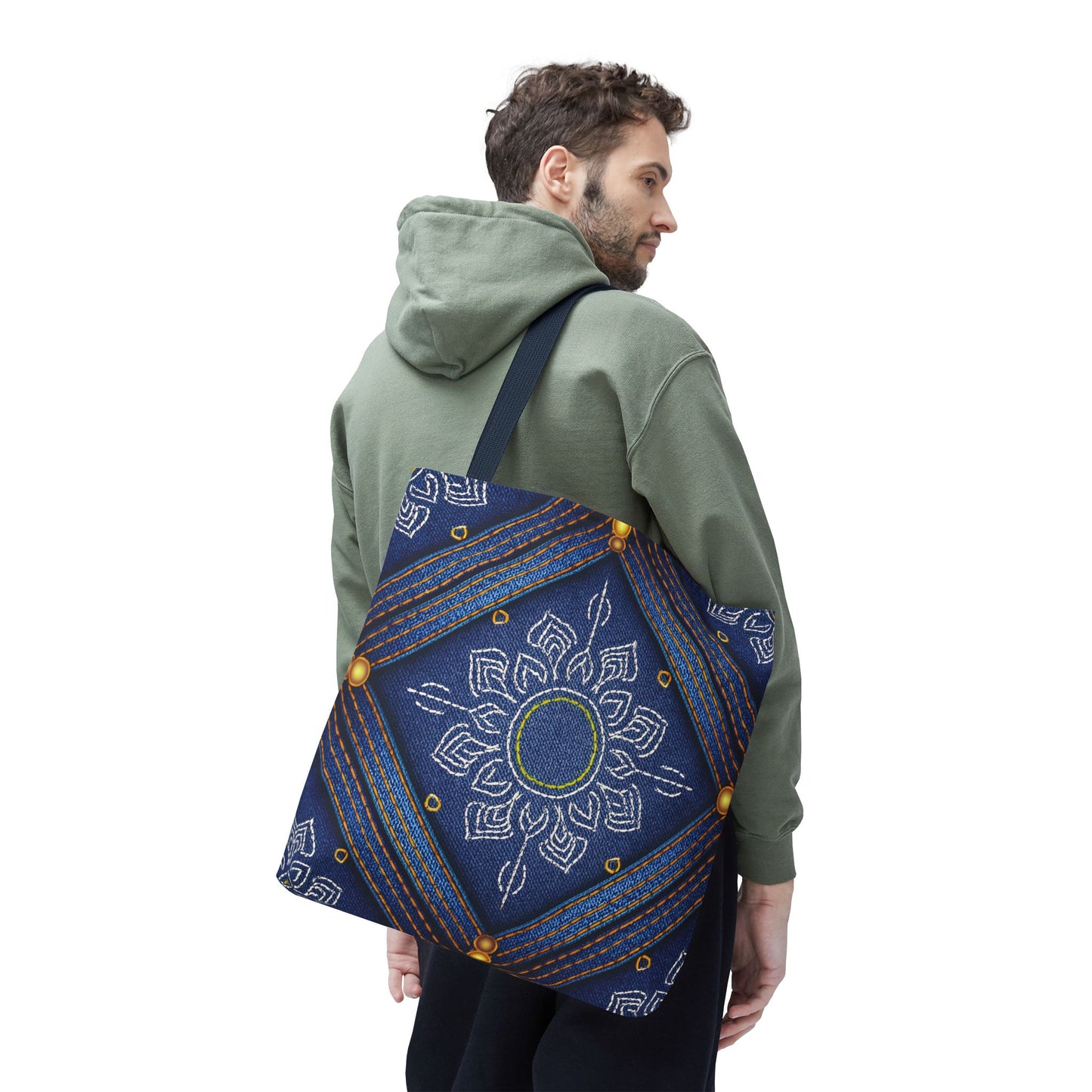 Diwali Graphic Denim Fabric Imitation Print Unisex Canvas Bag Poly Spun 3 Sizes Tote Bag 205-6
