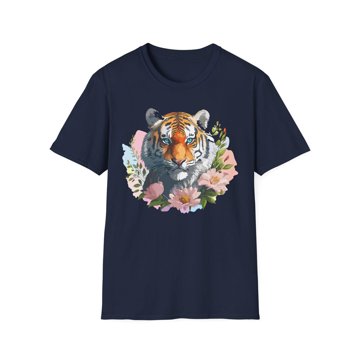 Floral Tiger Portrait T-Shirt | Watercolor Tiger Face Tee