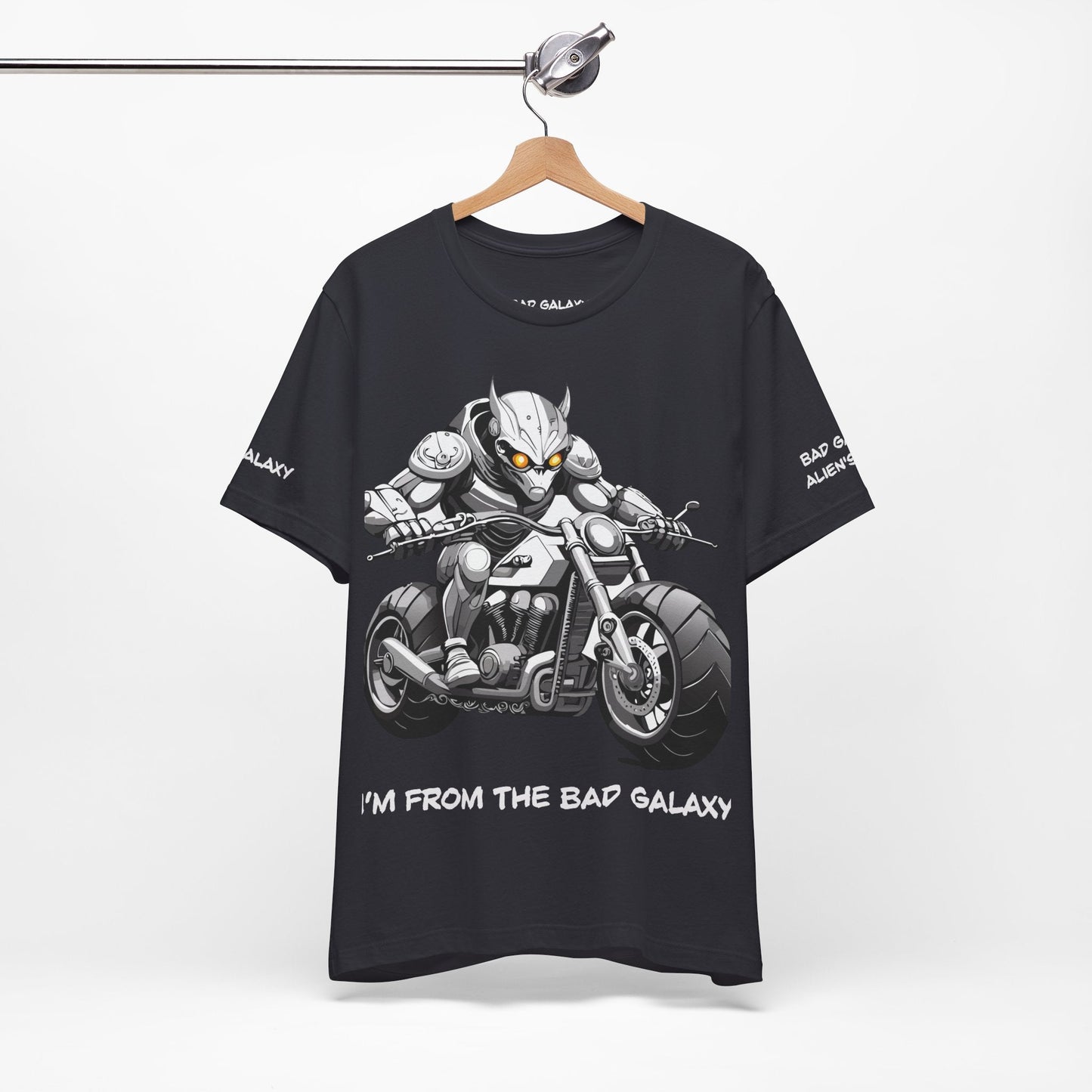 Tee Shirt With Alien From Bad Galaxy 100 Percent Cotton Lightweight Made In USA Eco Friendly Inks