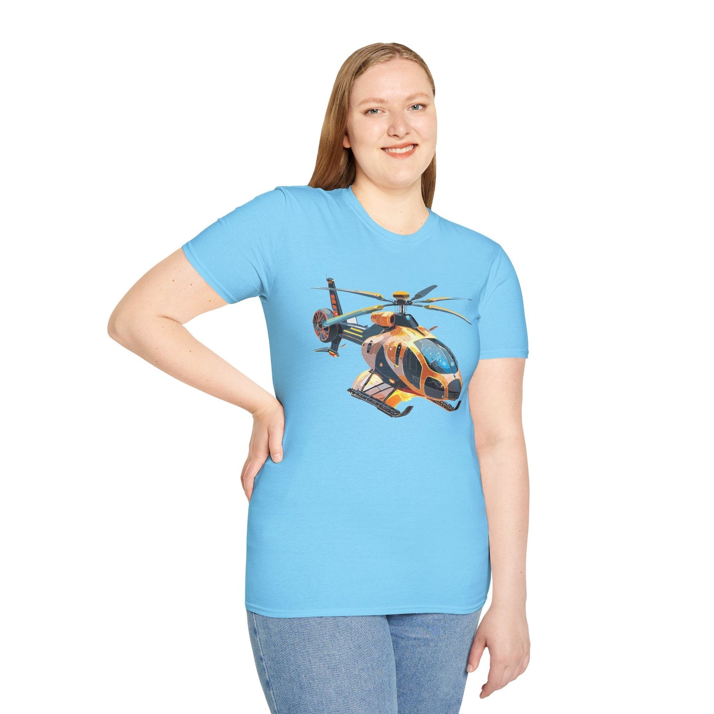 Unisex Helicopter Chopper T Shirt Softstyle 64000 Gildan Durable Lightweight Tee Design