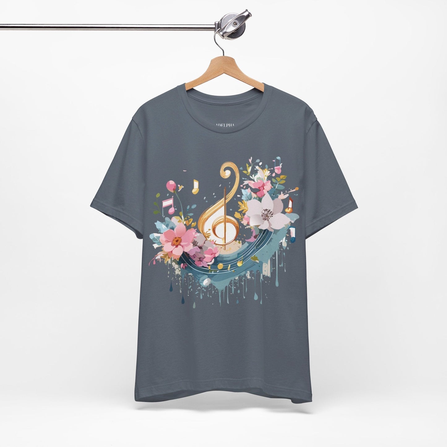 Music Graphic Unisex 100 Cotton Vintage Art with Musical Elements Tee 65