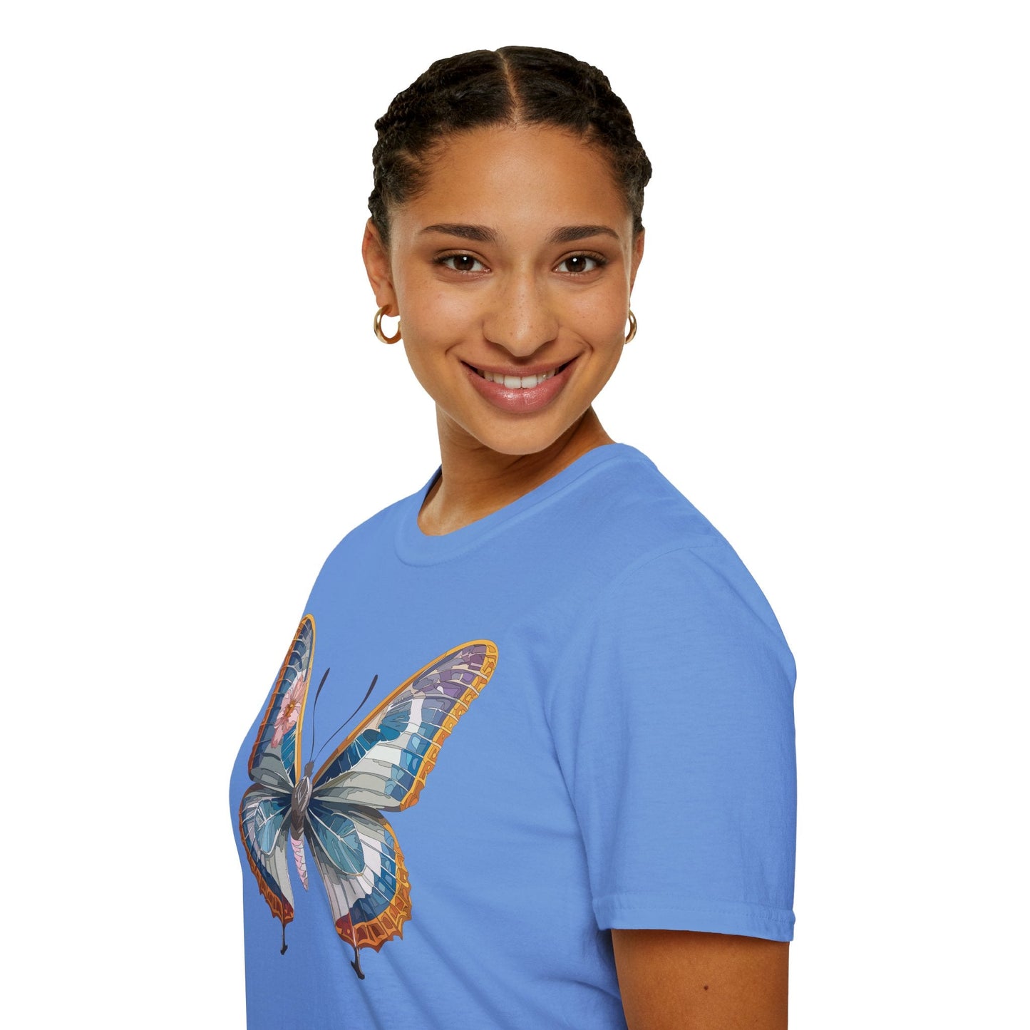 Unisex Butterfly Shirt Softstyle Tee 100 Percent Ring Spun Cotton Monarch Print Tee