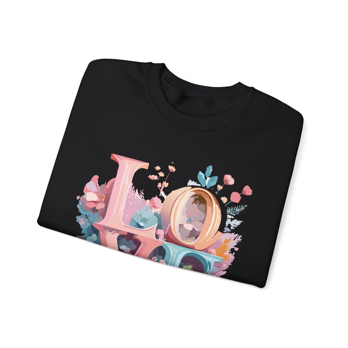 Floral Love Sweatshirt For Valentines Day Unisex Crewneck Fifty Fifty Cotton Polyester