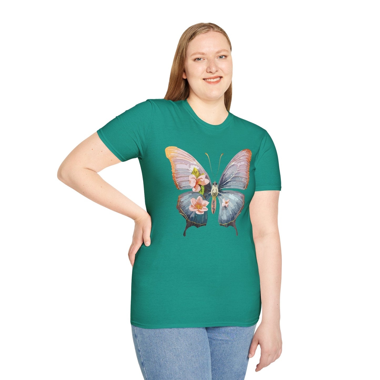 Butterfly Print T Shirt For Men Women Unisex Monarch Design Softstyle Cotton Tee