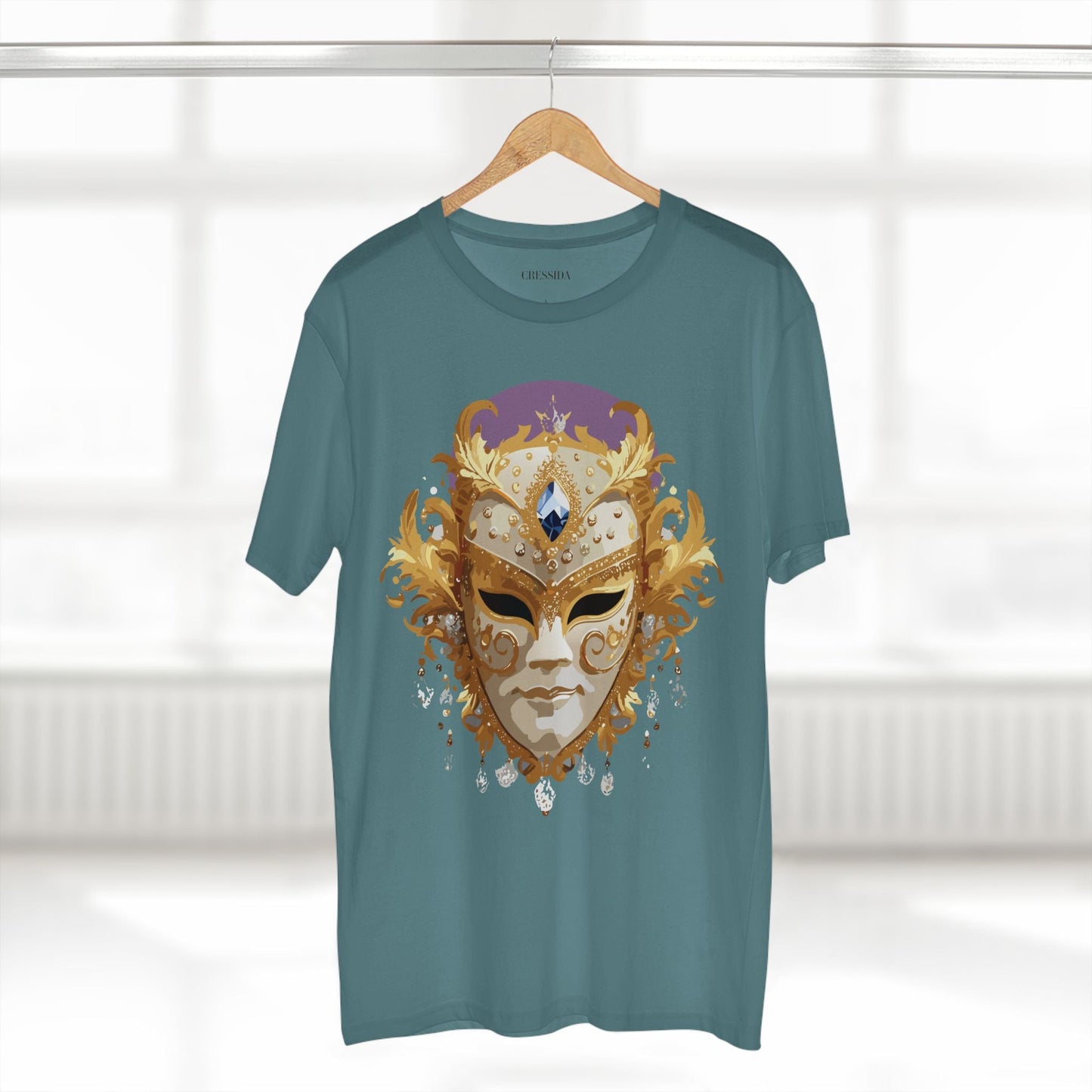 Carnival Mask Graphic T-Shirt Unisex 100 Cotton With Antique Gold Art Design Tee 18
