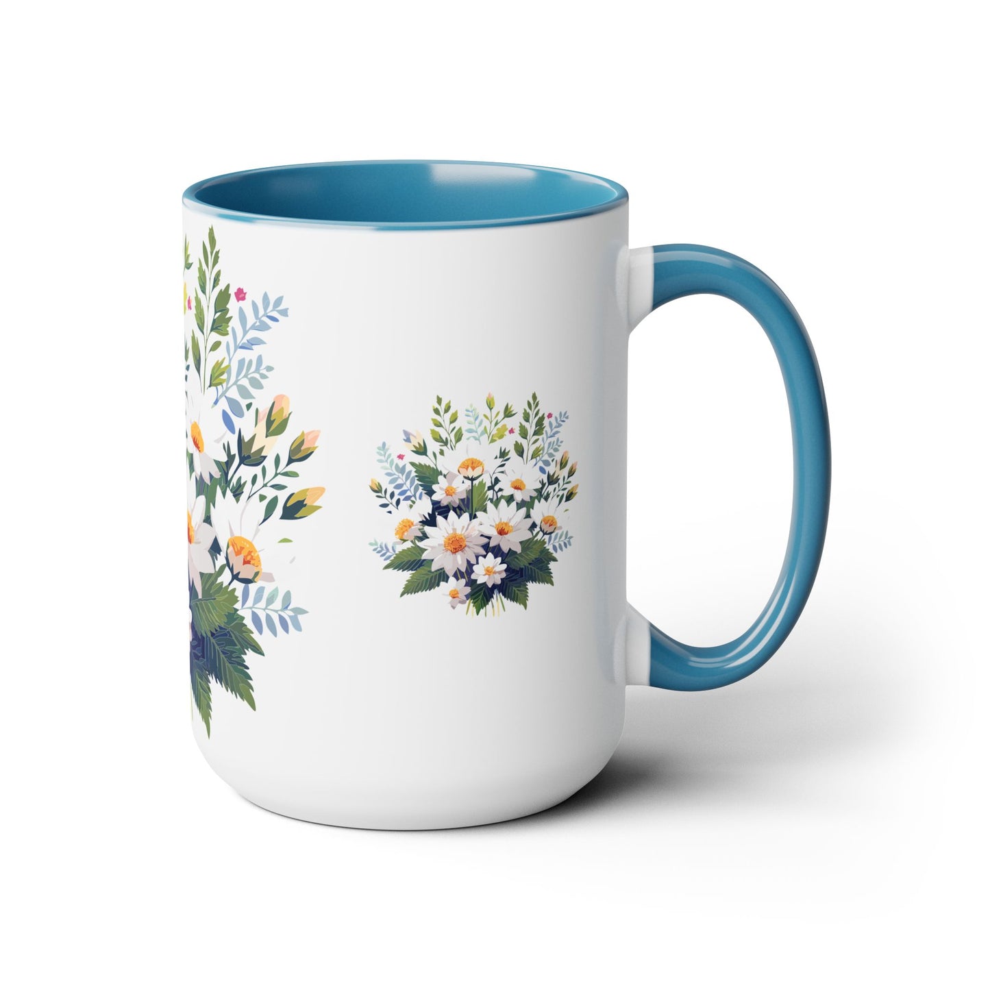 Two-Tone Coffee Mug with flowers