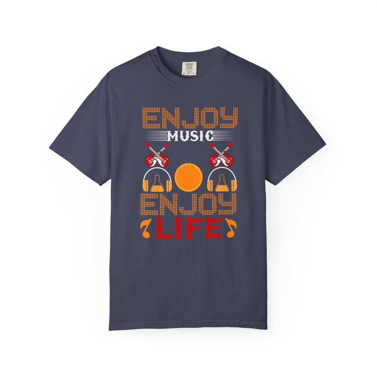 Enjoy Music Enjoy Life T-Shirt Retro Headphones Drum Guitar Unisex Cotton Tee 049