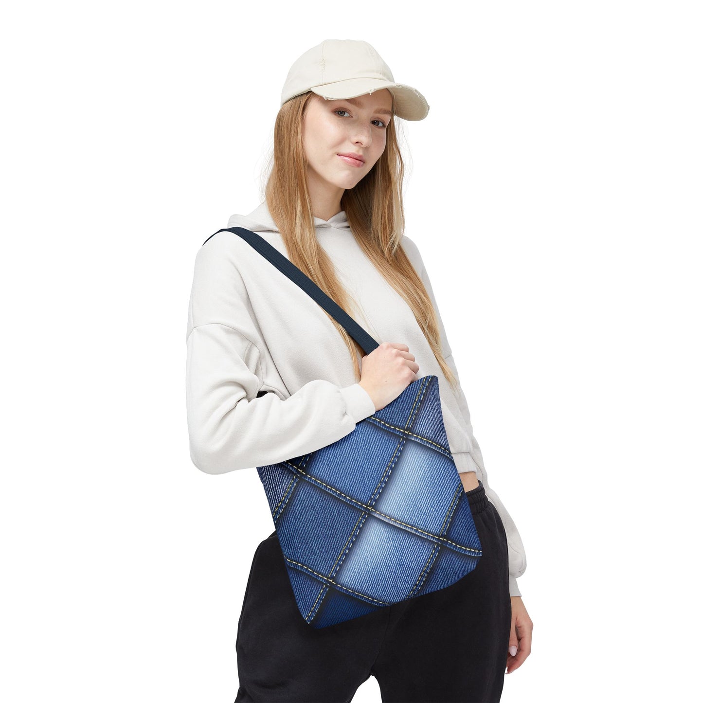 Denim Fabric Imitation Print Unisex Canvas Bag Poly Spun 3 Sizes Tote Bag 101