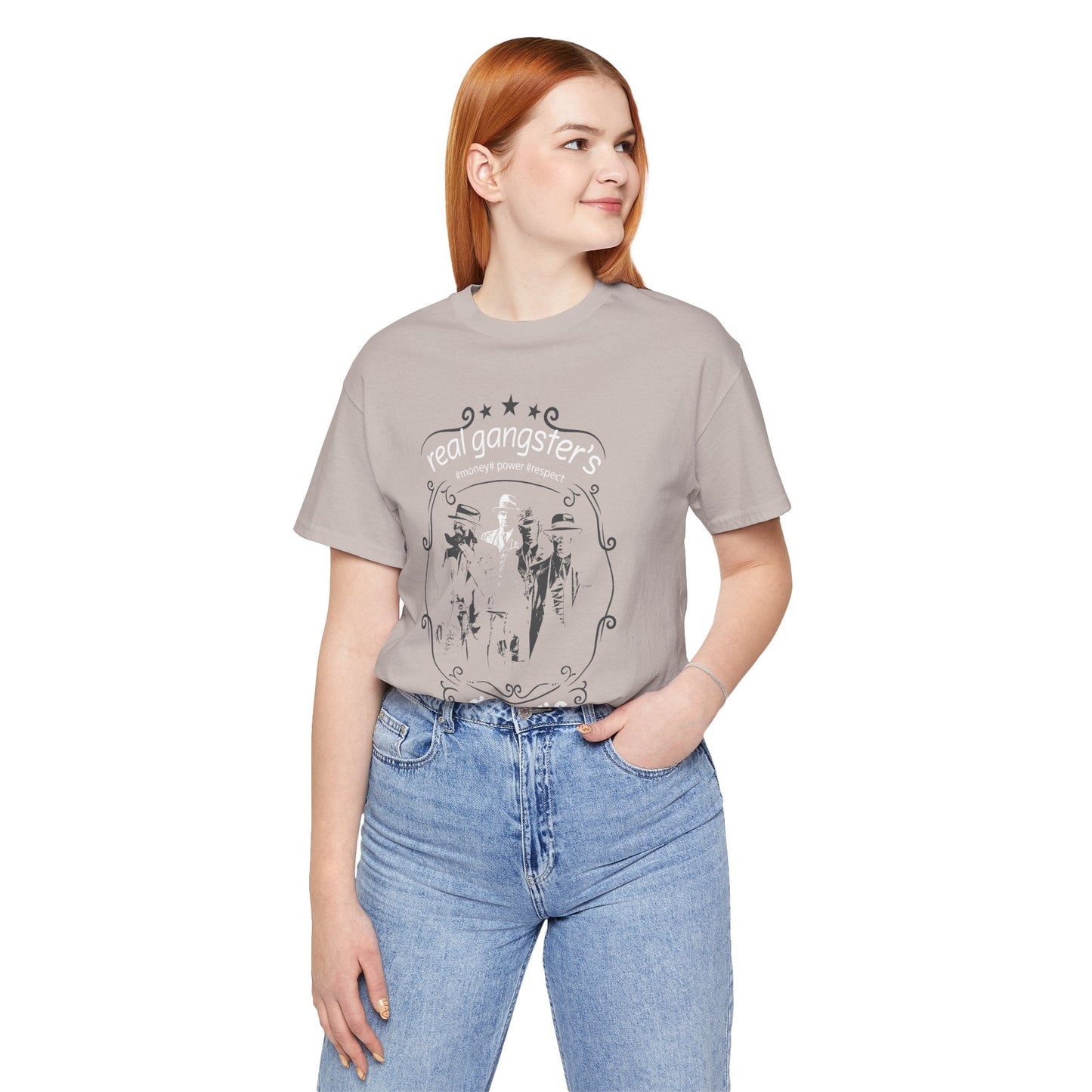 Real Gangsters Don't Die T-Shirt Vintage Outlaw Illustration Retro Biker Tee A-3