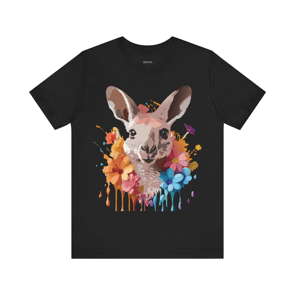 Kangaroo Graphic Unisex Cotton Bella+Canvas Tee with Art Animal Design e36