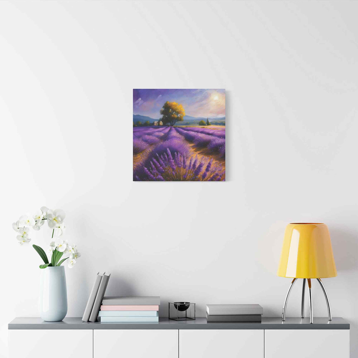 Lavender Landscape Print Canvas, Landscape Oil Paint Print 20x20, 24x24, 30x30, 32x32, 36x36 Art Design Print Non-Frame MC-35