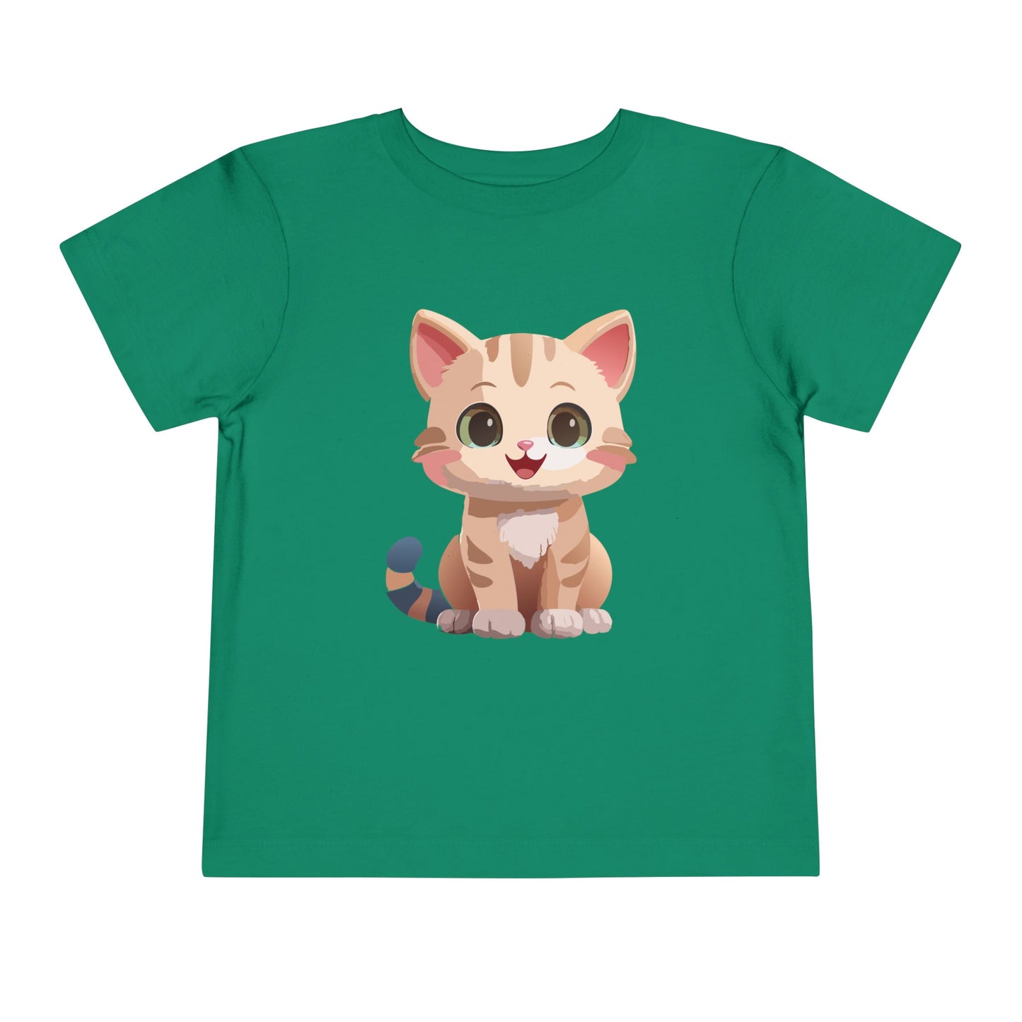 Bonita camiseta de manga corta para niños pequeños con gato: adorable camiseta con gráfico de gatito para niños (2 a 5 años)