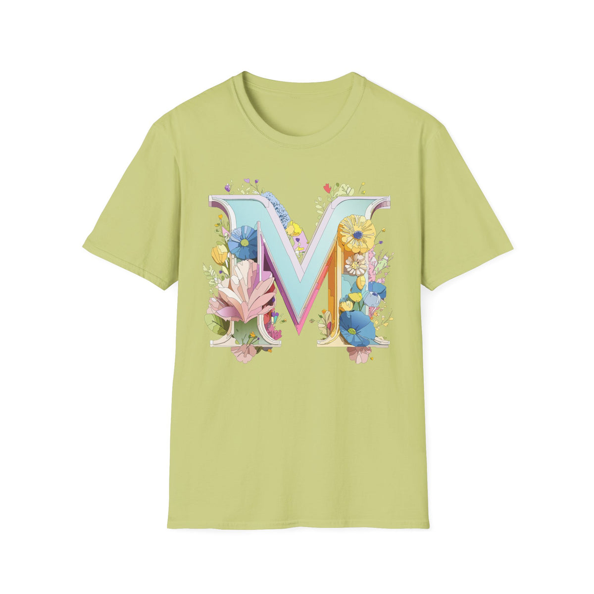 Floral Letter M T-Shirt | Monogram Initial Tee, Spring Flowers