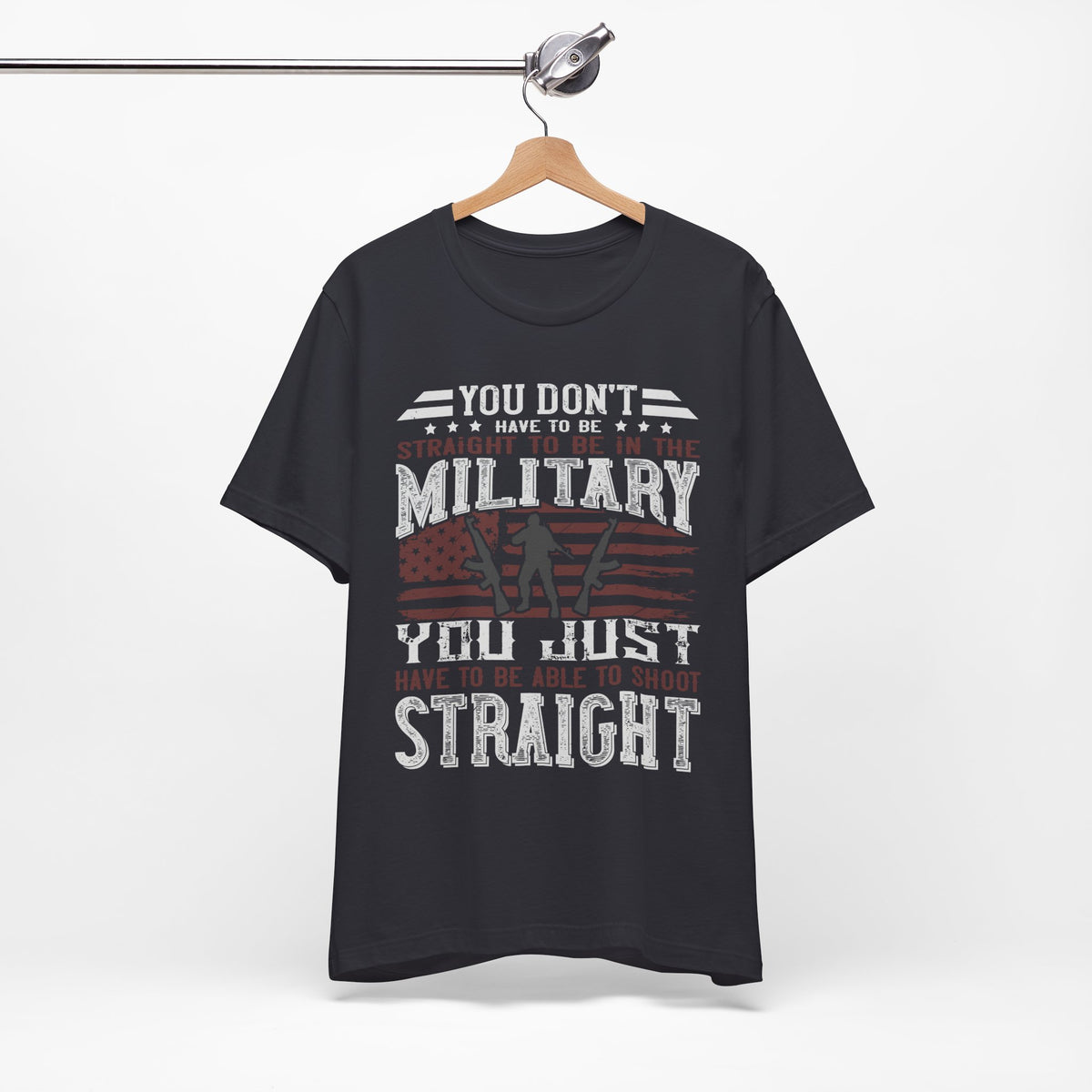 You Don't Have to Be Straight to Be in the Military tee American Flag Rifle Silhouette Unisex Cotton a1