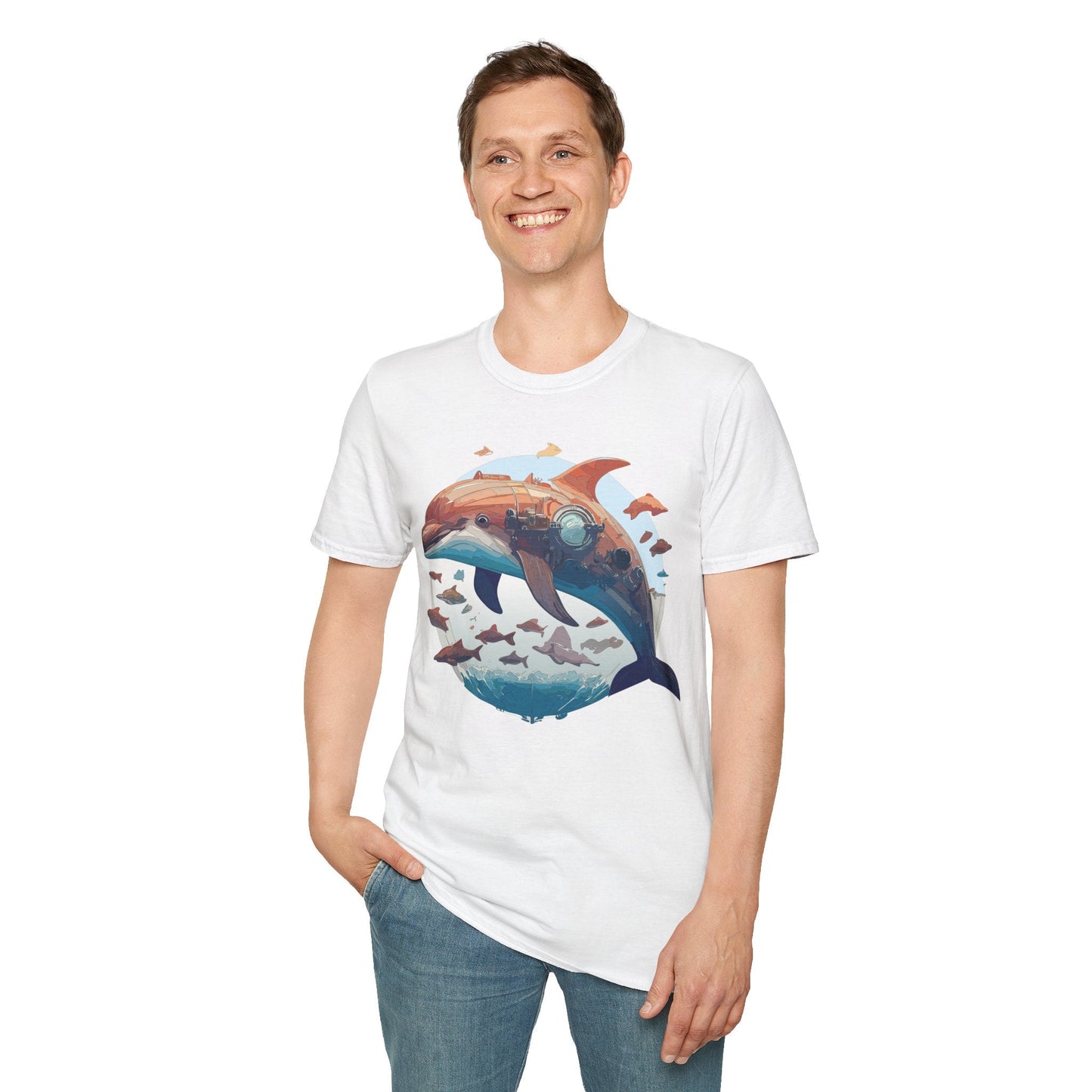 Unisex Dolphin Shirt Softstyle Tee Gildan 64000 Ring Spun Cotton Animal Graphic Design