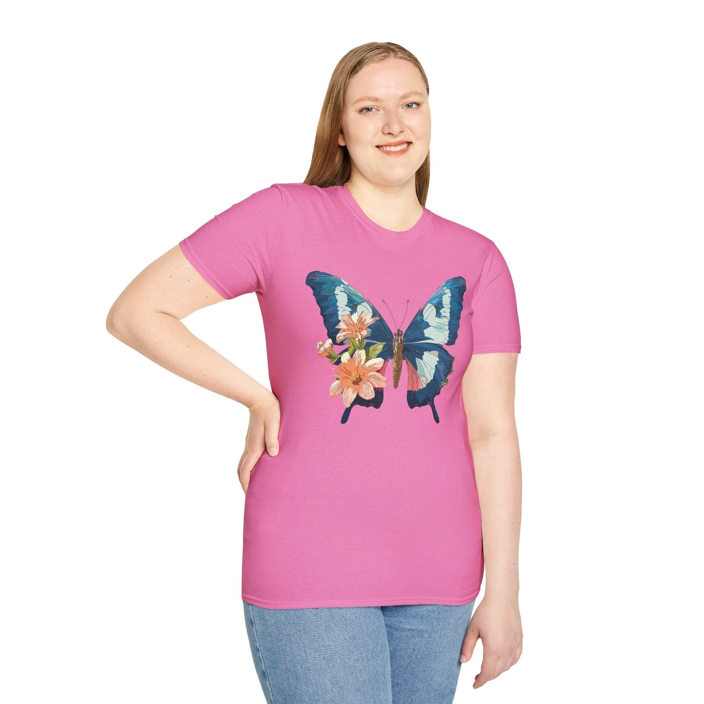 Butterfly Themed Unisex T Shirt Monarch Design Softstyle 64000 100 Cotton Tee For Everyday Comfort