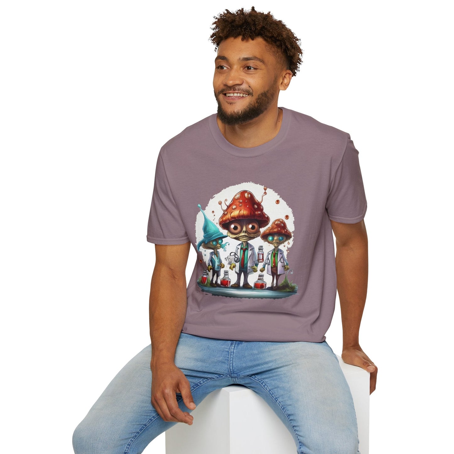 Funny Mashroom Graphic Unisex Softstyle Cotton With Cartoon Illustration Design 9