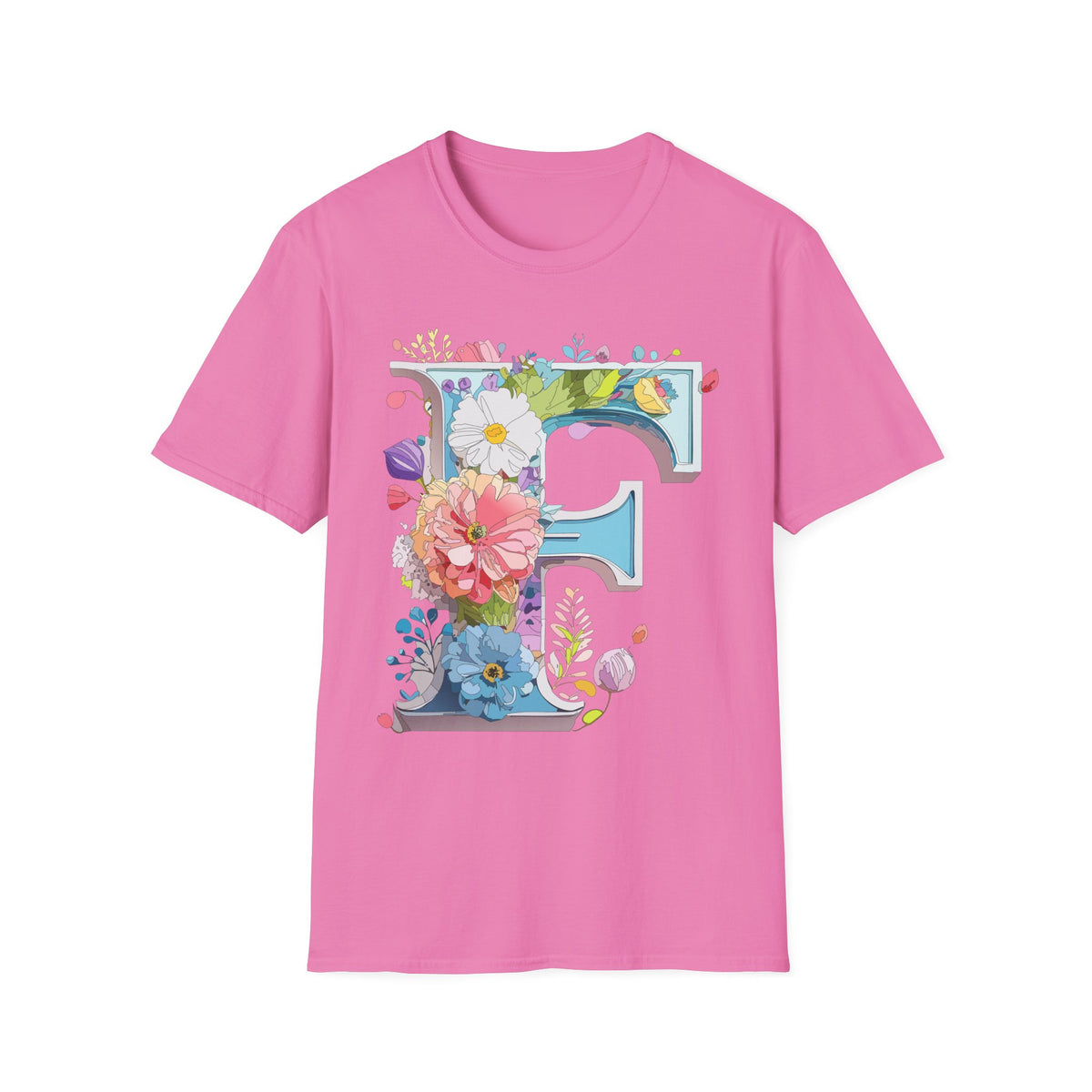 Floral Letter F T-Shirt | Botanical Initial Tee