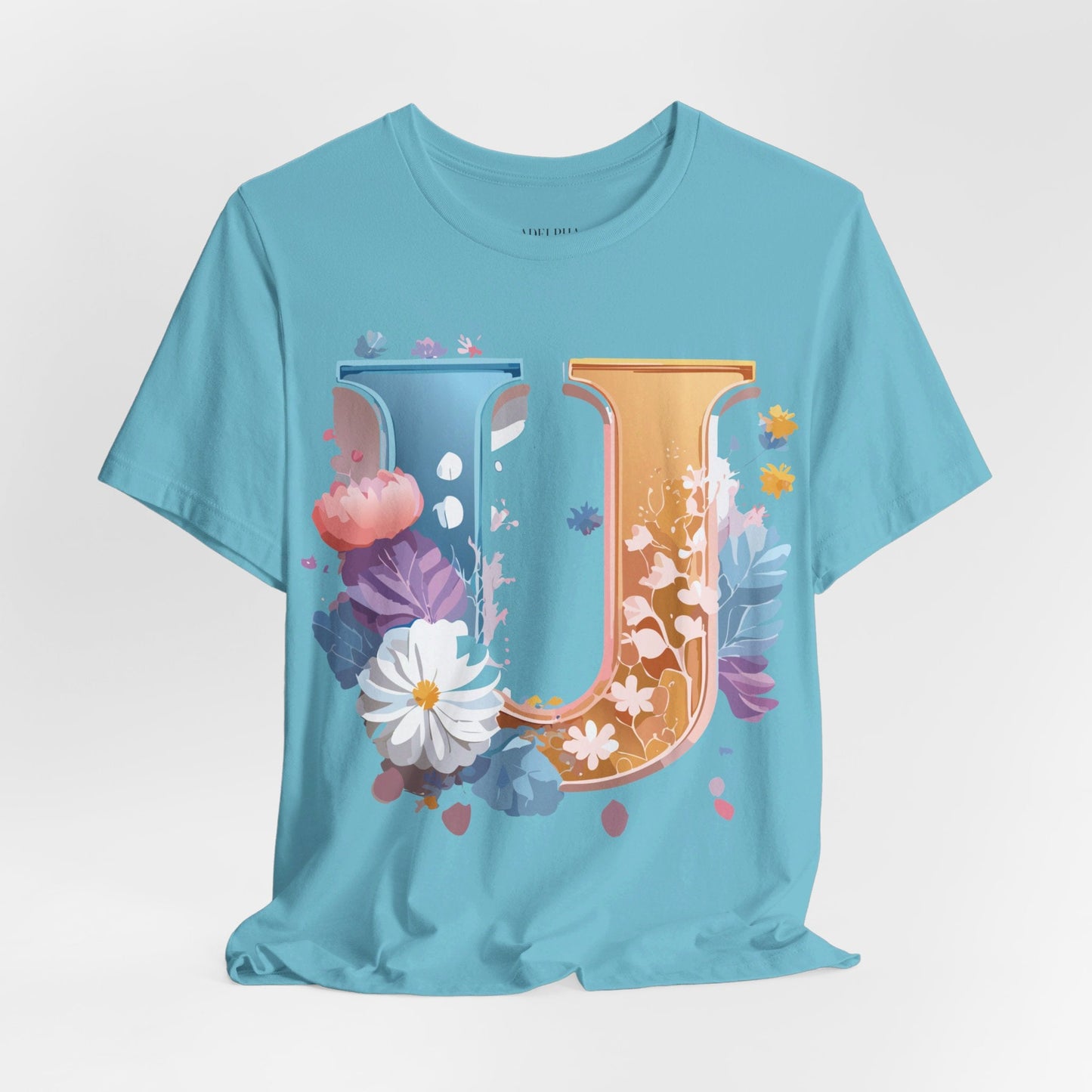 Letter U Shirt Graphic Tee Unisex Vintage Inspired Adelpha Artwork Premium Short Sleeve