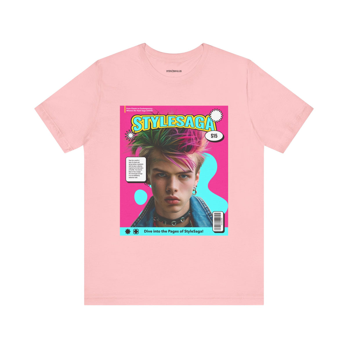 Magazine Cover Graphic Unisex Cotton Bella+Canvas Tee with Retro Poster ab29