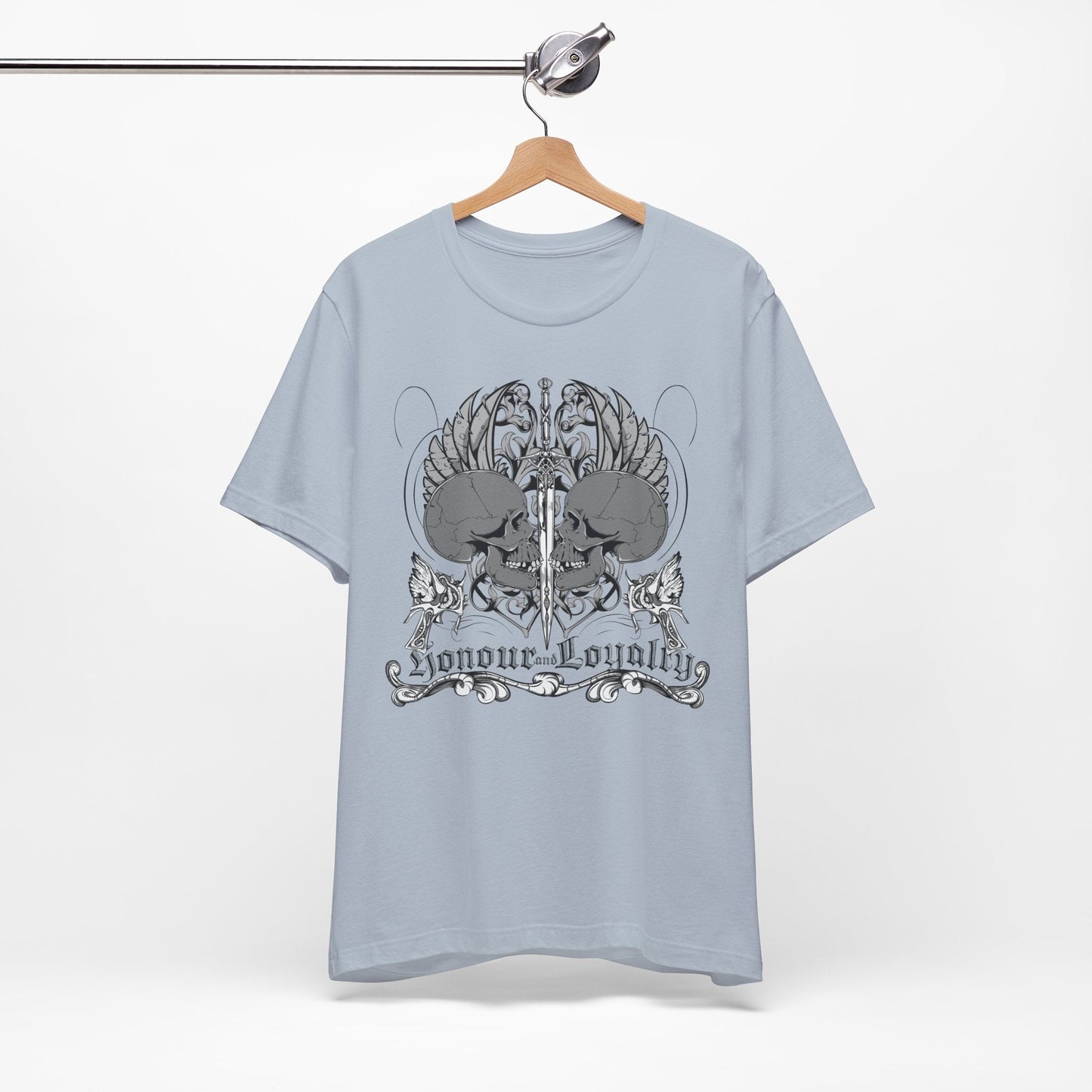 Honor Loyalty crest tee Gothic heraldry skulls wings emblem Art-48