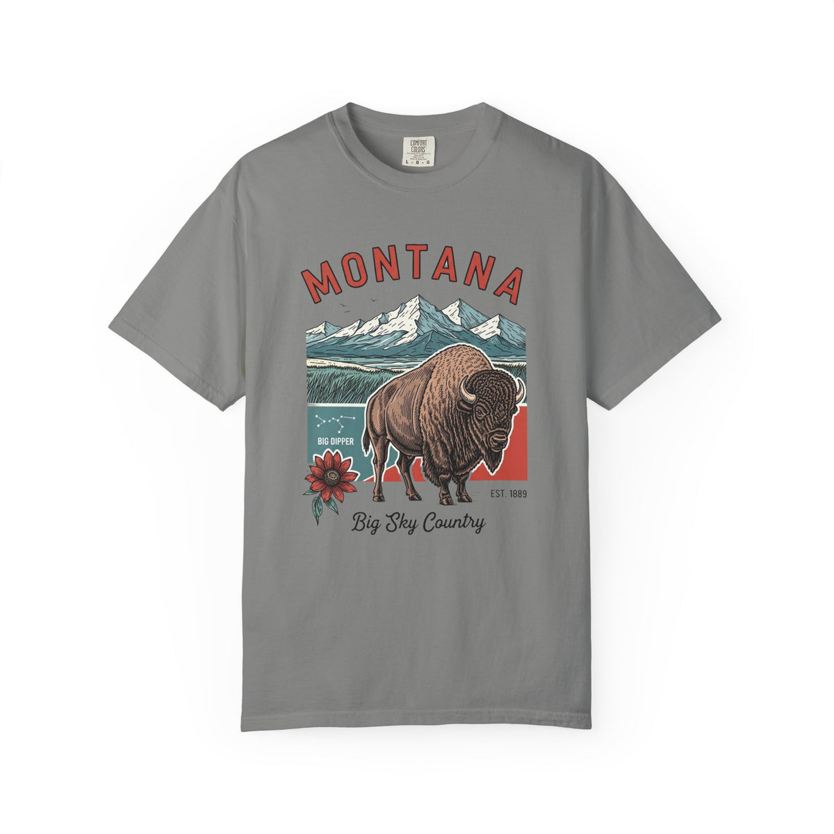 Montana Graphic Unisex Heavyweight Garment-Dyed Travel Tourist Graphic Gift Tee 100 Cotton Comfort Colors T-Shirt
