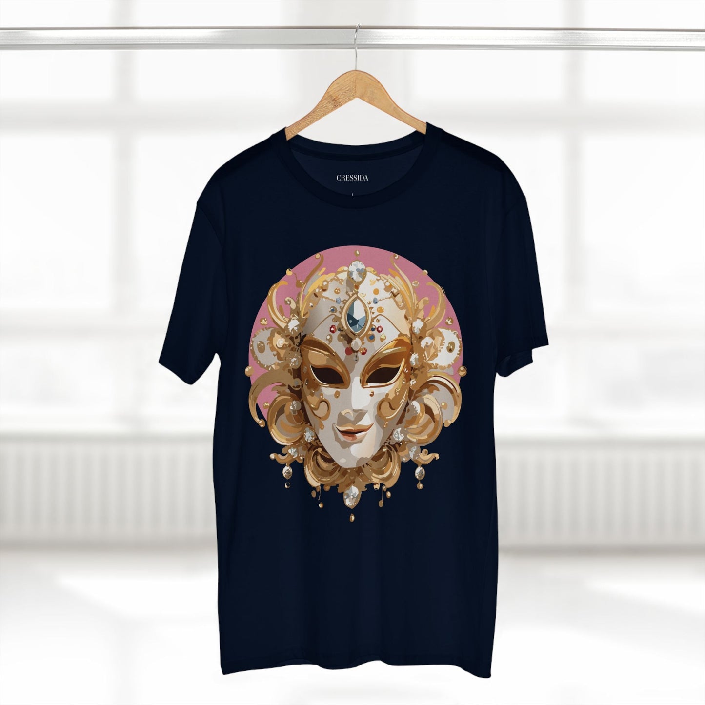 Carnival Mask Graphic T-Shirt Unisex 100 Cotton With Antique Gold Art Design Tee 13
